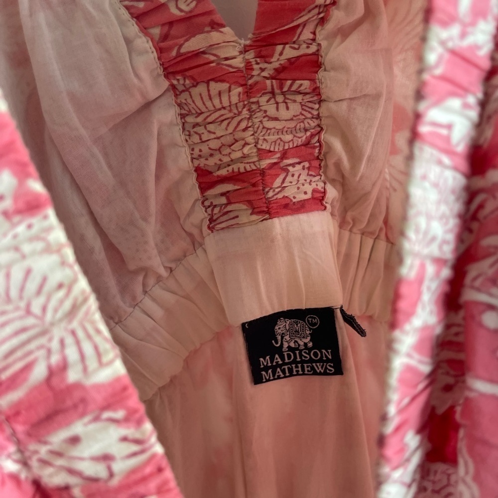 Madison Matthew Floral Pink and White Ruffle Dress - Picture 6 of 9